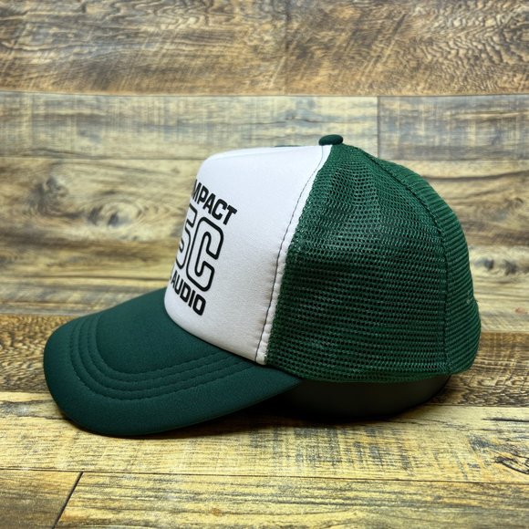 Compact Disc Mens Trucker Hat Green Snapback Vintage Logo 80s 90s Baseball Cap - Picture 3 of 7